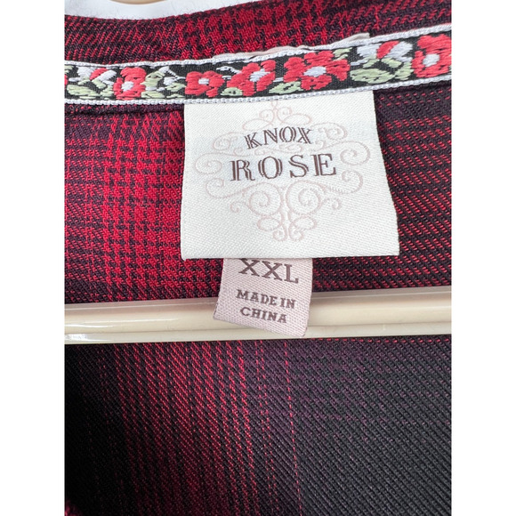 Knox Rose Shirt Dress Womens Red Black Plaid Button Up Size 2XL Long Sleeves‎ - Picture 4 of 8